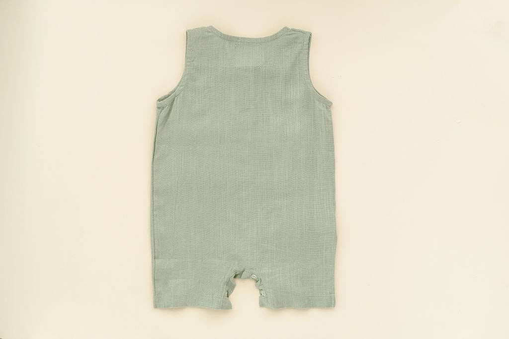 Green Crop Linen Romper