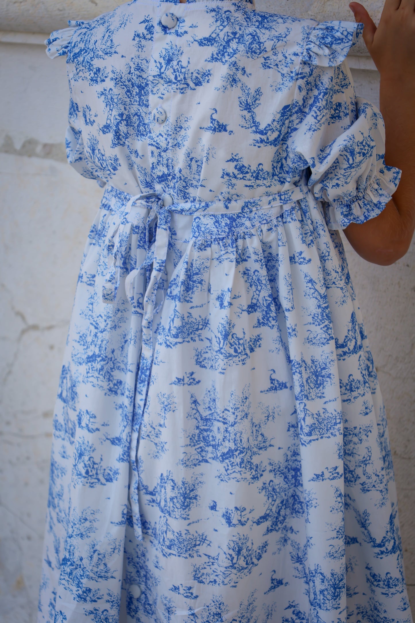 Aoki Dress-Blue Toile | Short Sleeve
