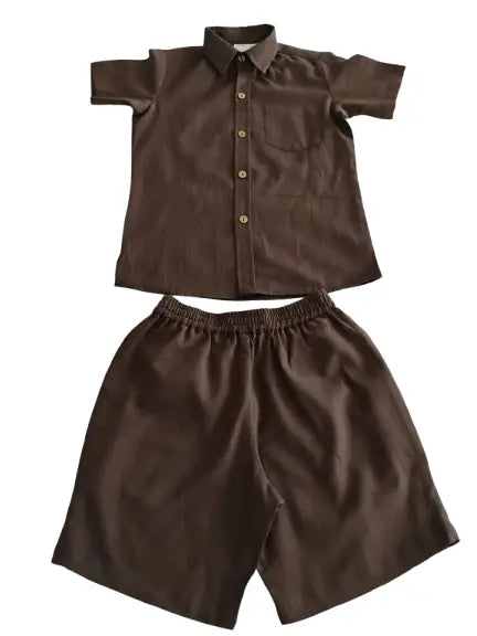 Chocolate Joey Shorts and Shirt Set Brown