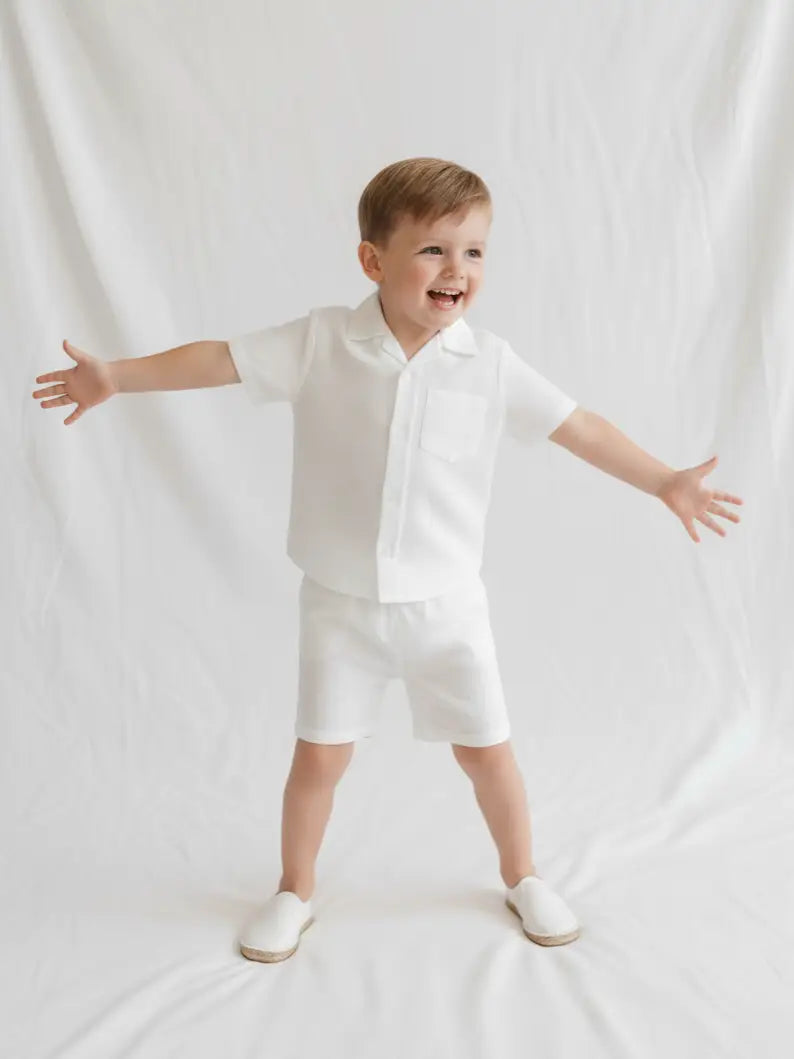 Cream Joey Shorts and Shirt Set Cream