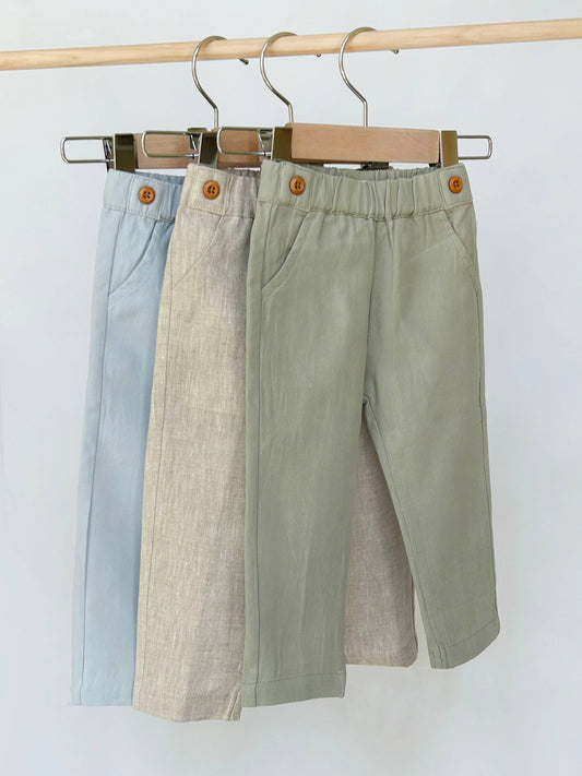 Boys Linen Dress PANTS with suspenders Britches Cotton Linen