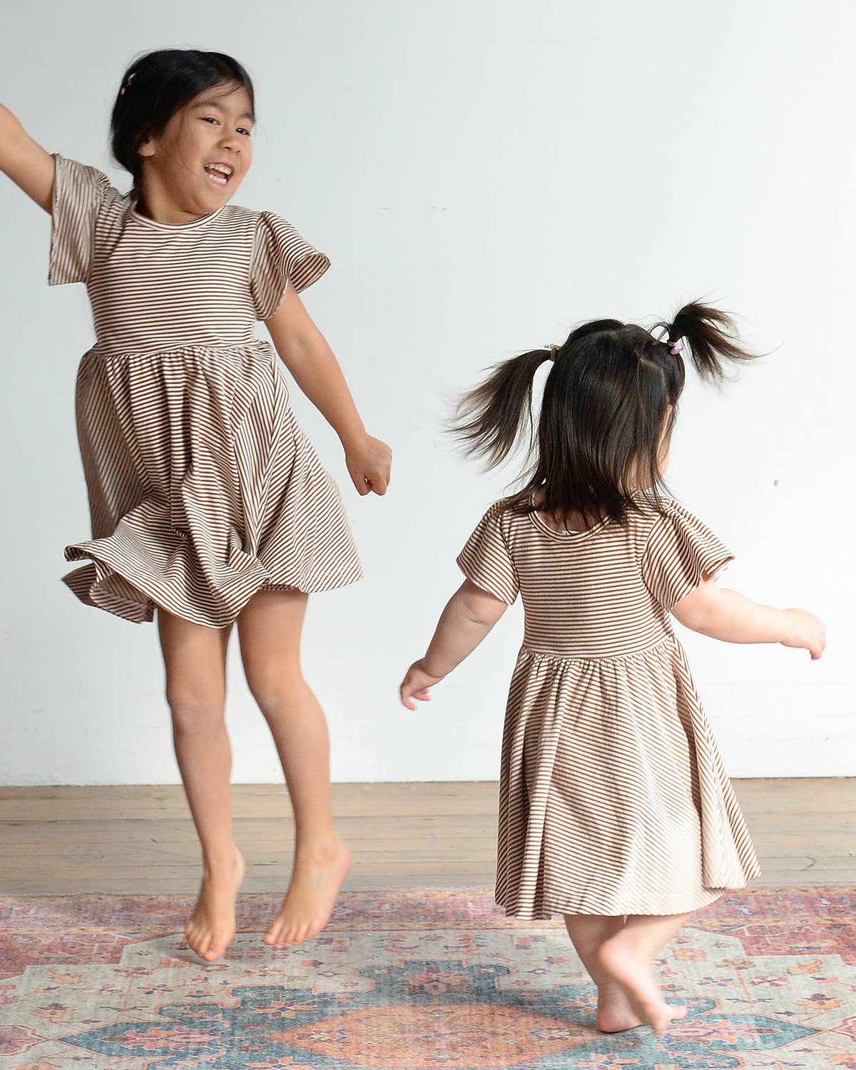 Toffee Stripe Twirl Dress