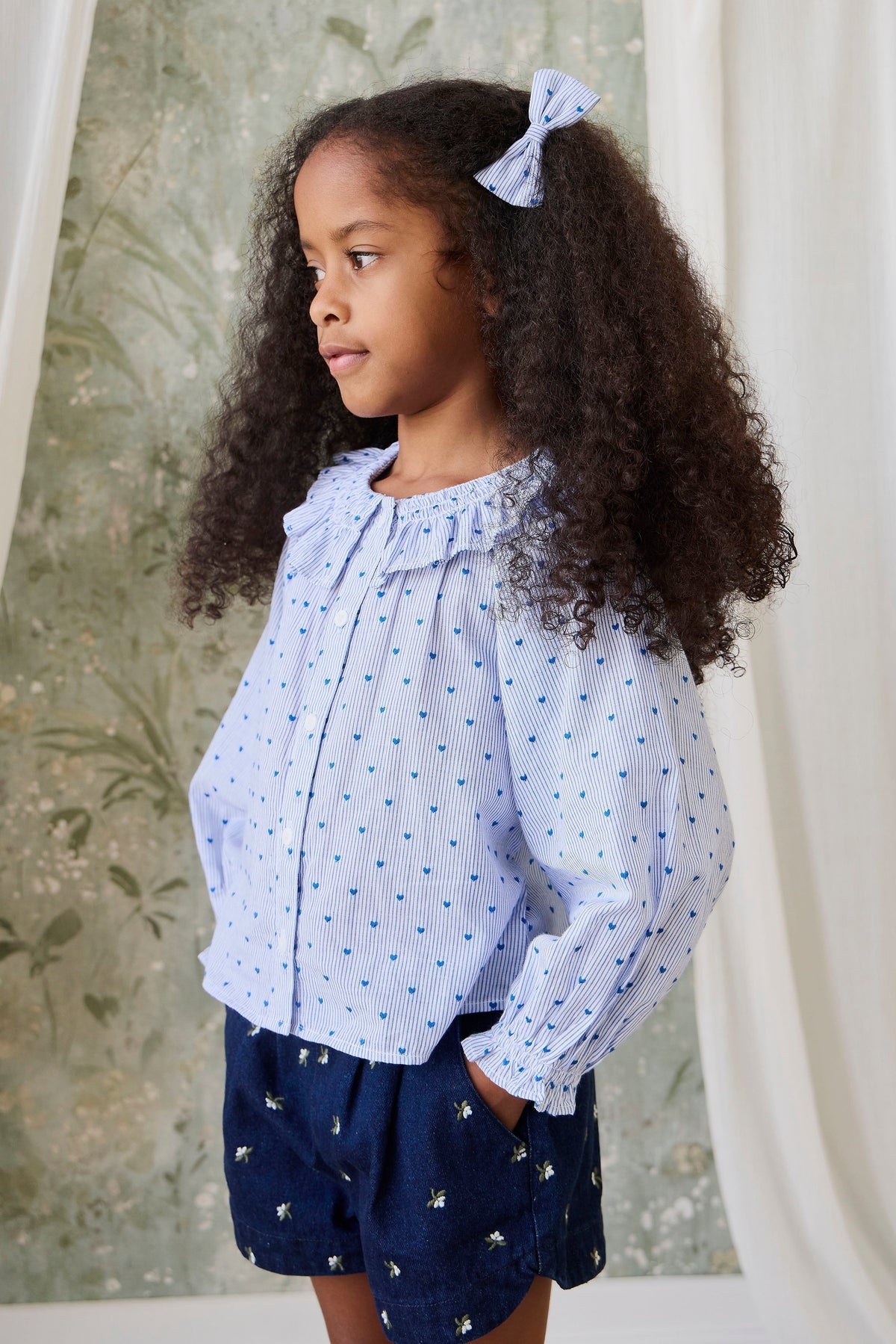 Organic Cotton Desiree Bow - Mon Amour Stripe Indigo by Jamie Kay