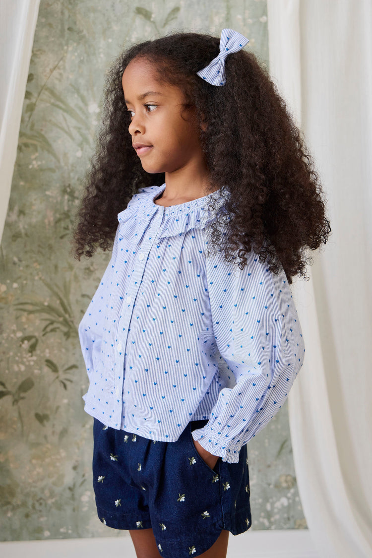 Organic Cotton Desiree Bow - Mon Amour Stripe Indigo by Jamie Kay