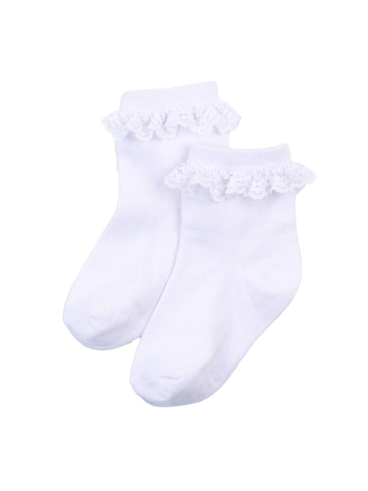 Girls White 3-Pack Ruffle Ankle Socks