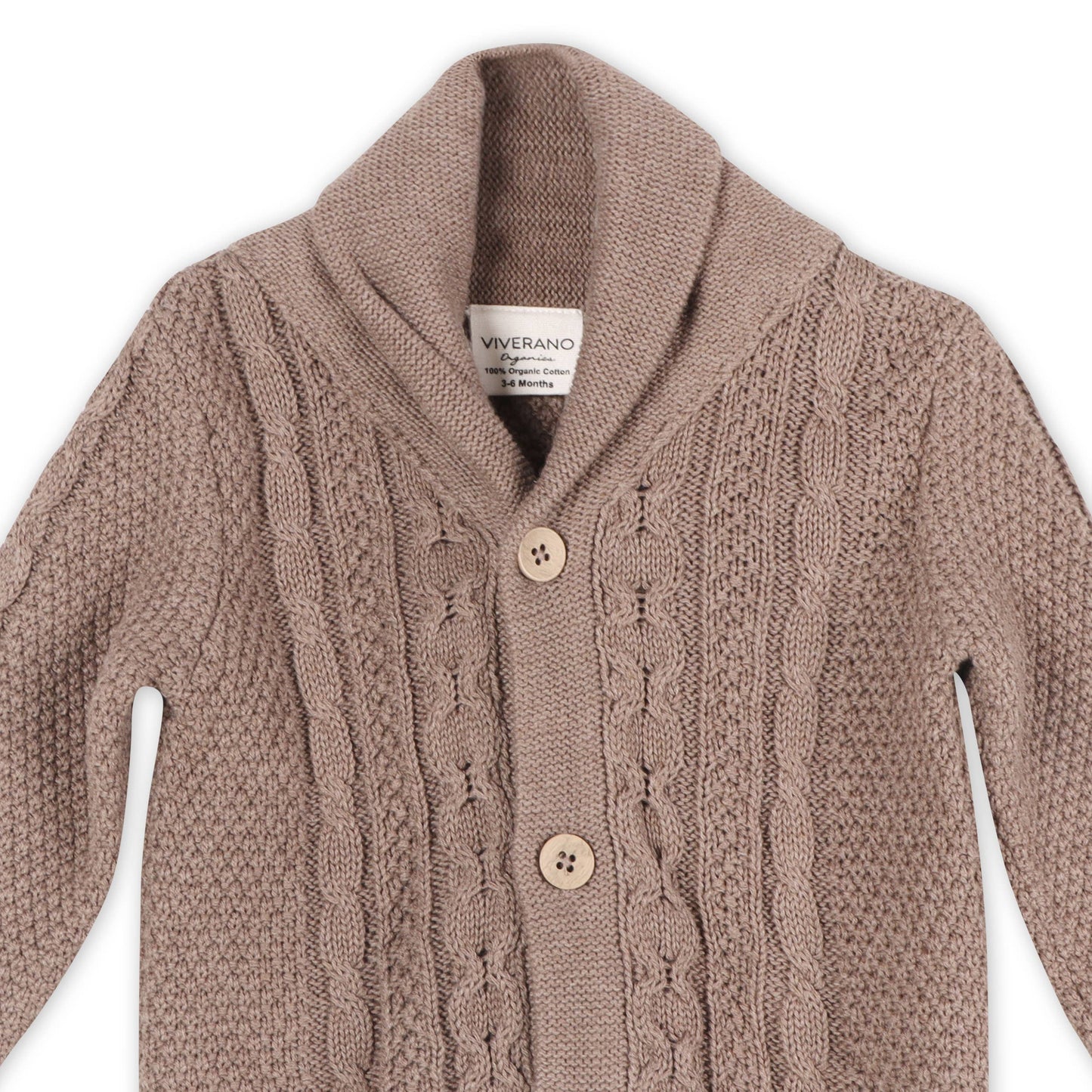 Shawl Collar Cable Knit Baby Cardigan Sweater (Organic)