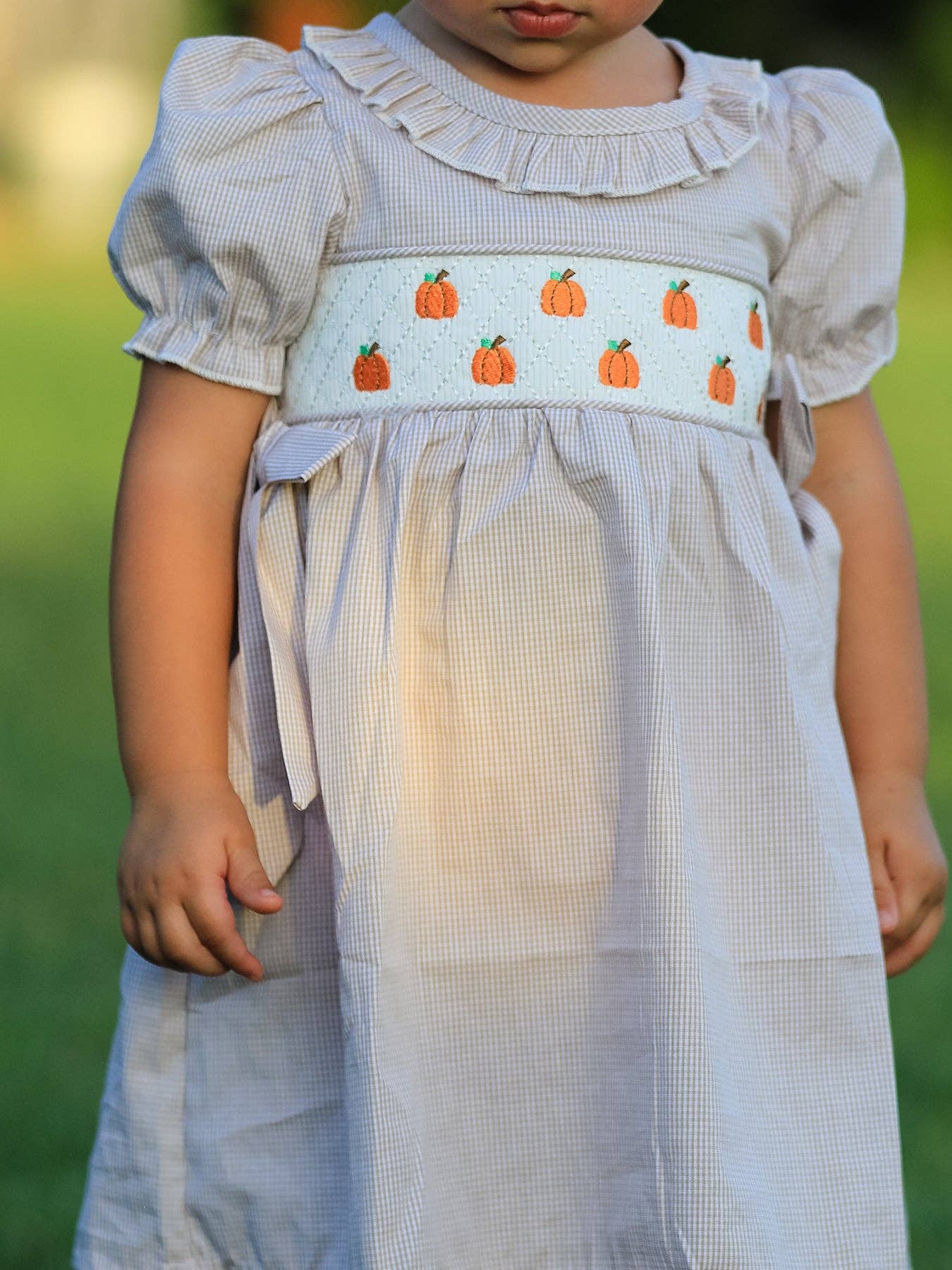 thanksgiving smock dress Fall Thanksgiving& Halloween Chicken Pumpkin Embroidery Baby Girl 4 long to be exact Thanksgiving Tradition Smocked Bishop Dress,