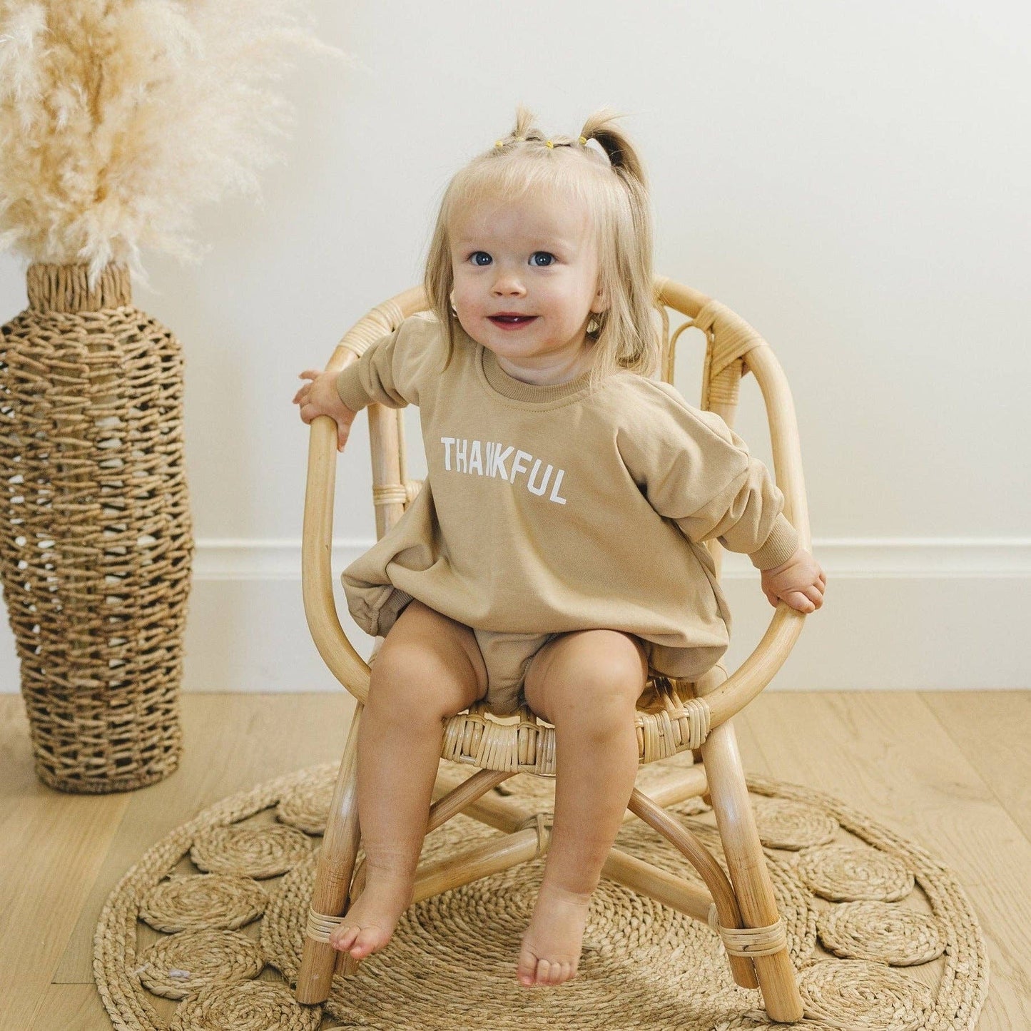 Thankful Sweatshirt Romper Baby Thanksgiving Outfit Bubble