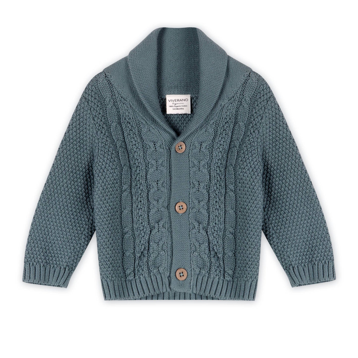 Shawl Collar Cable Knit Baby Cardigan Sweater (Organic)