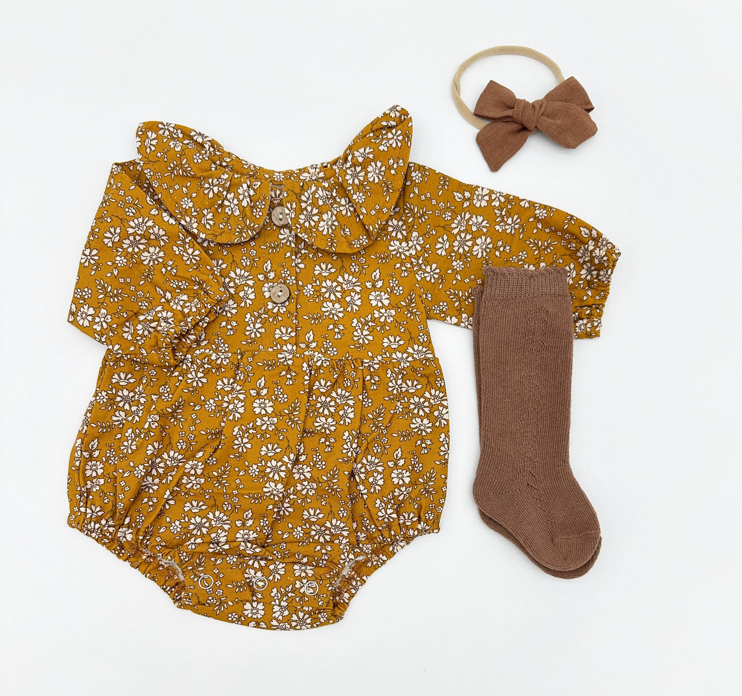 Mustard Floral Romper Set