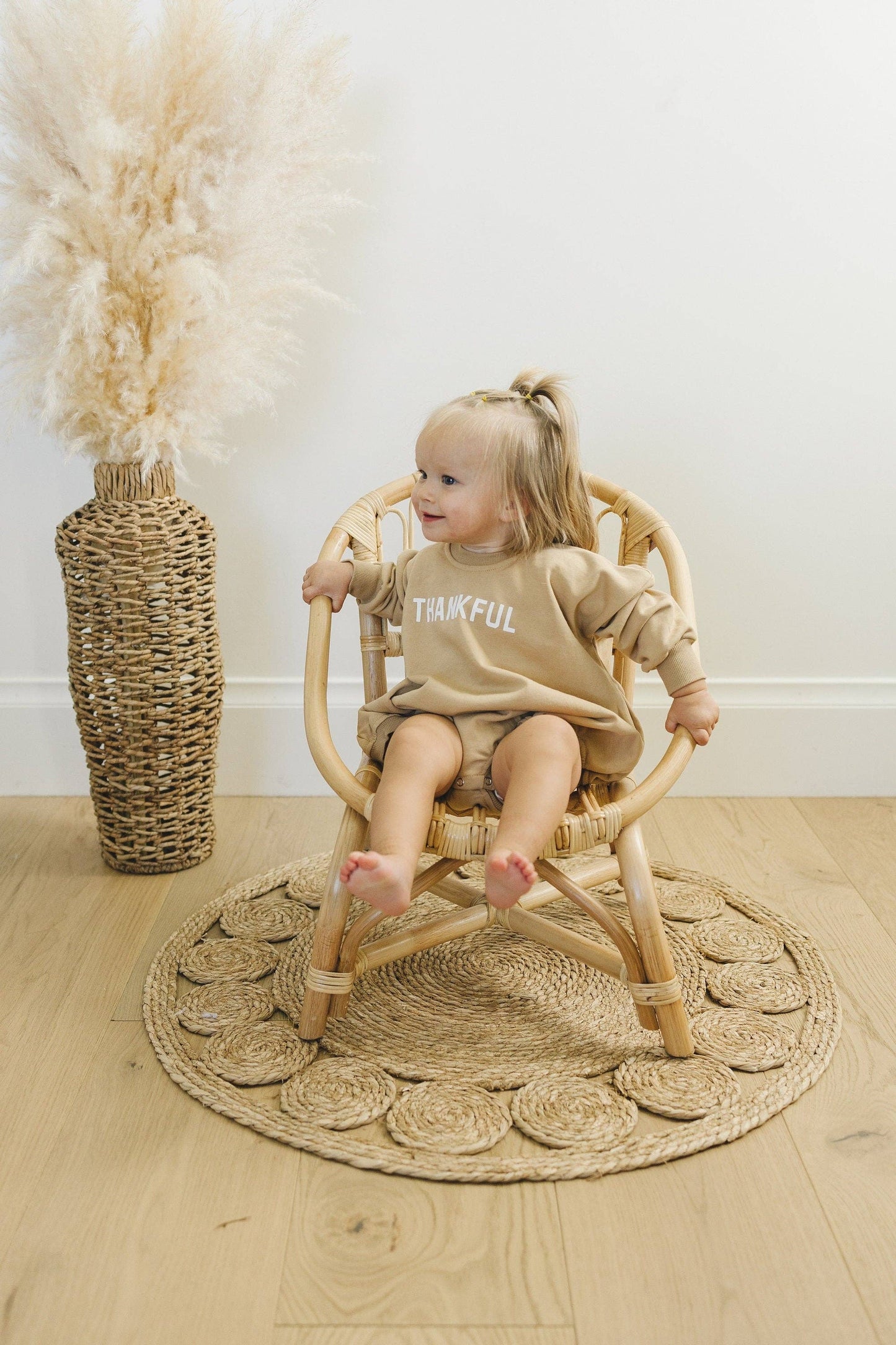 Thankful Sweatshirt Romper Baby Thanksgiving Outfit Bubble