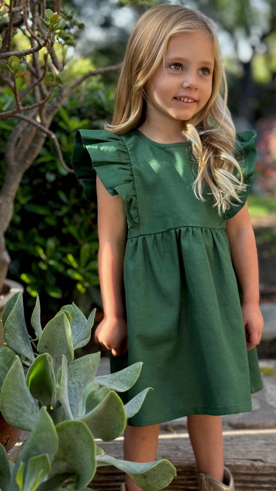 The Holly Dress -Forest Green-Organic Linen sleeveless dress