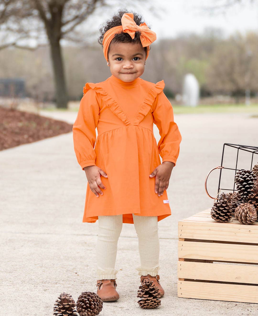 Girls Heather Oatmeal Rib Knit Footless Ruffled Tights