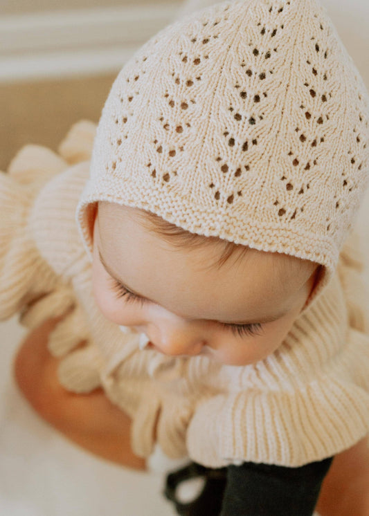 Baby Knit Bonnet Cotton lace Hat| Jamie