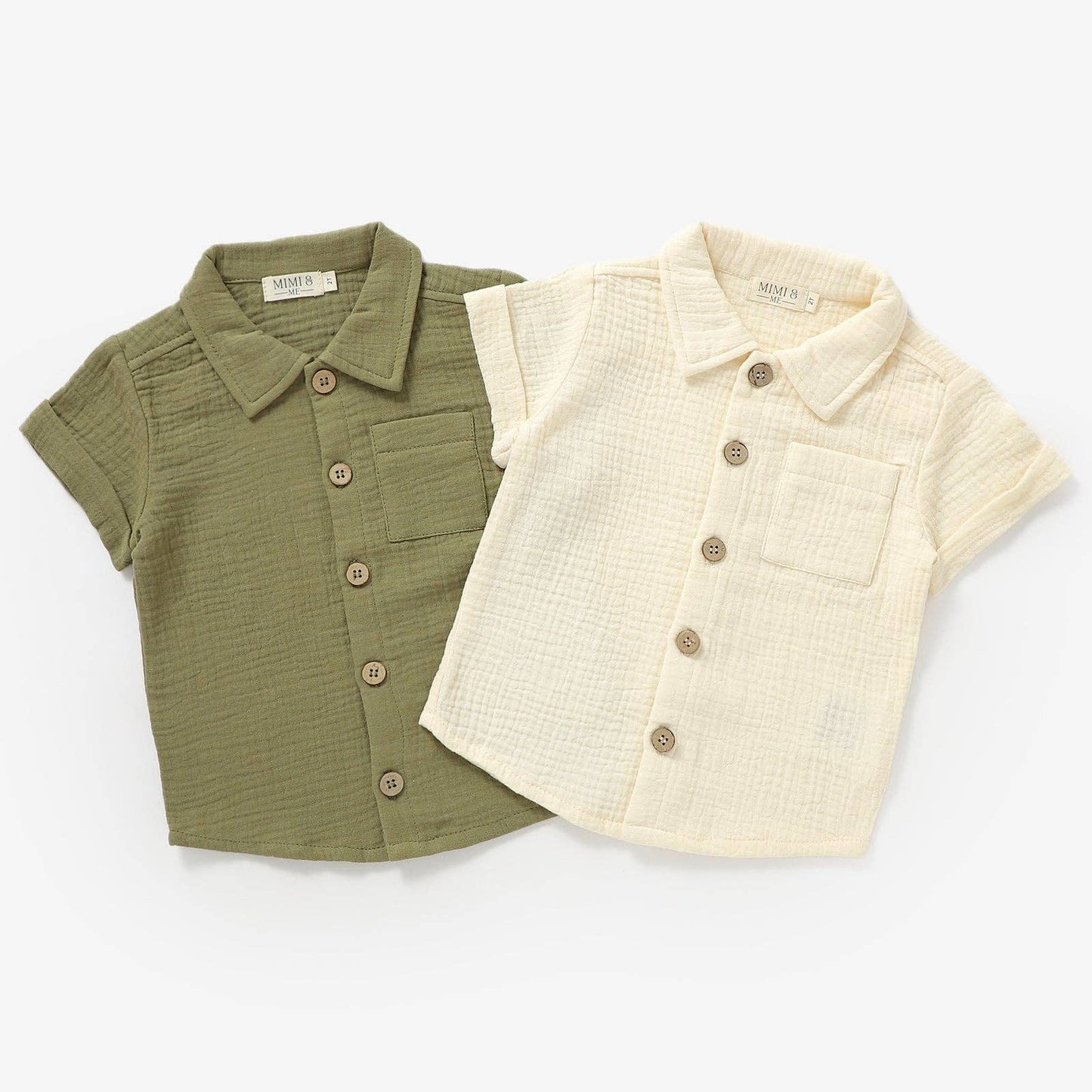 Organic short sleeve button up shirt in Cream