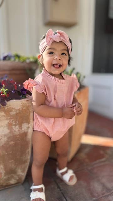 The Daphne-Cotton Candy- Organic Linen Blend Romper