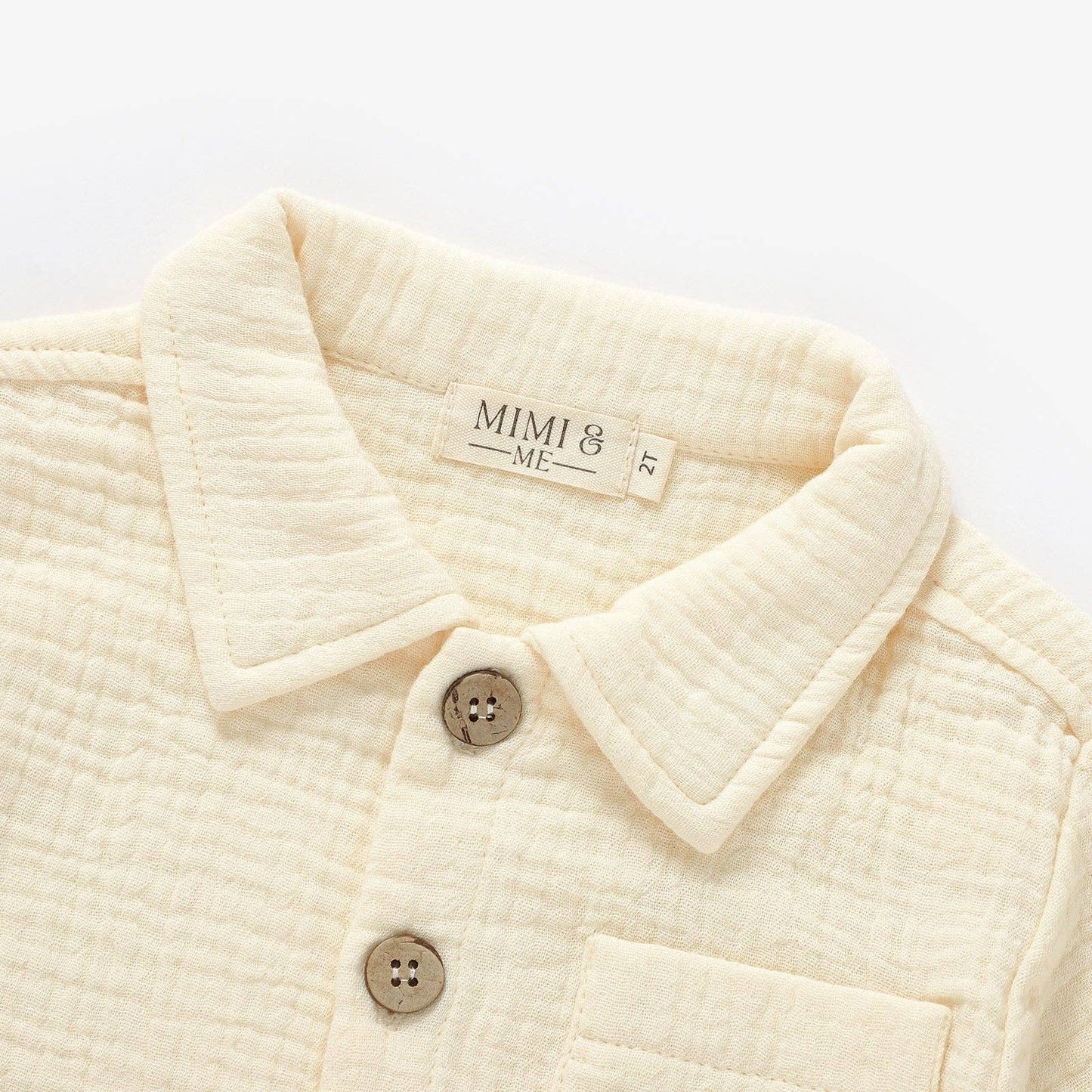 Organic short sleeve button up shirt in Cream