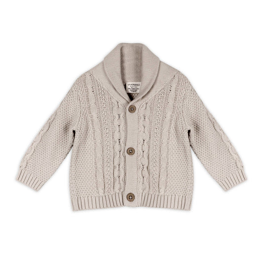 Shawl Collar Cable Knit Baby Cardigan Sweater (Organic)
