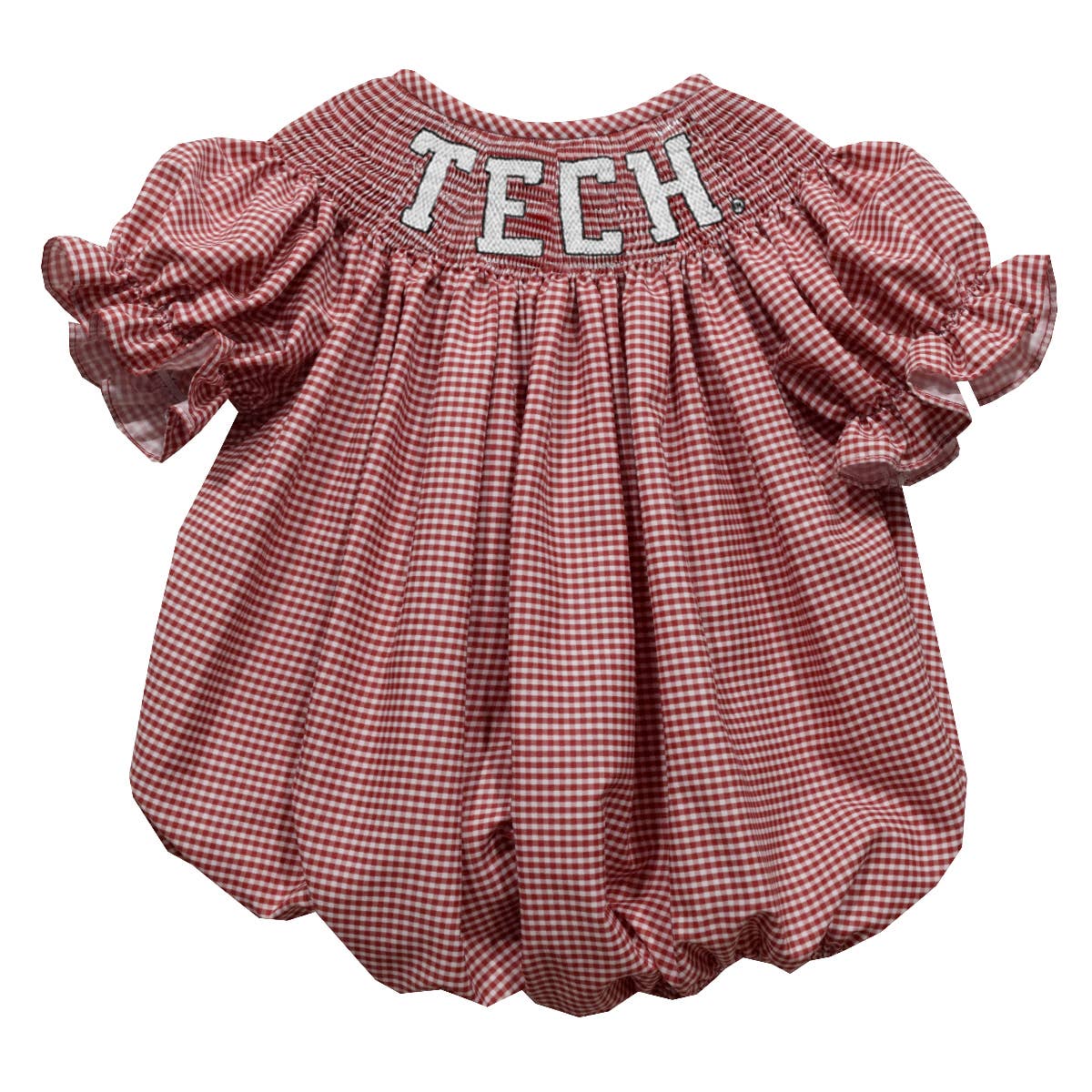 Texas Tech Red Raiders Smocked Red Gingham Girls Bubble