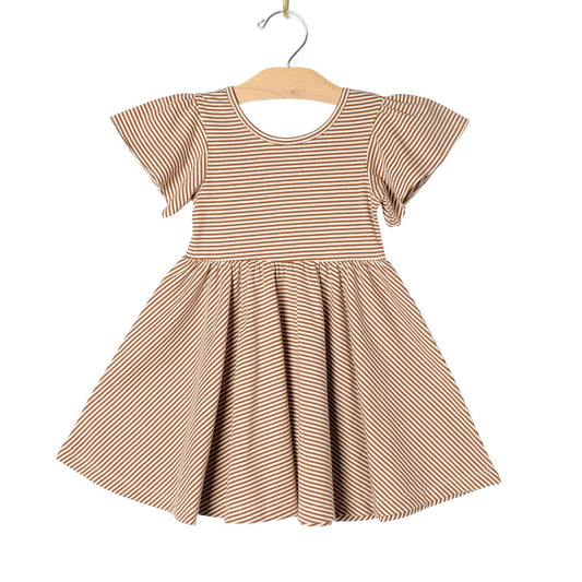 Toffee Stripe Twirl Dress