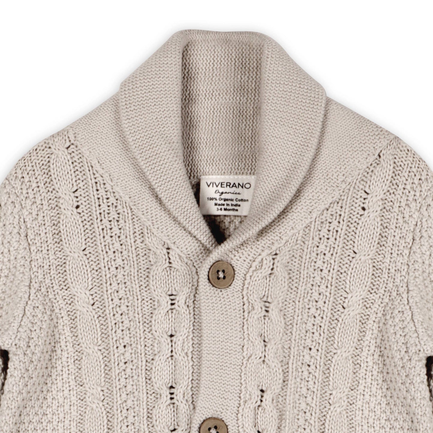 Shawl Collar Cable Knit Baby Cardigan Sweater (Organic)