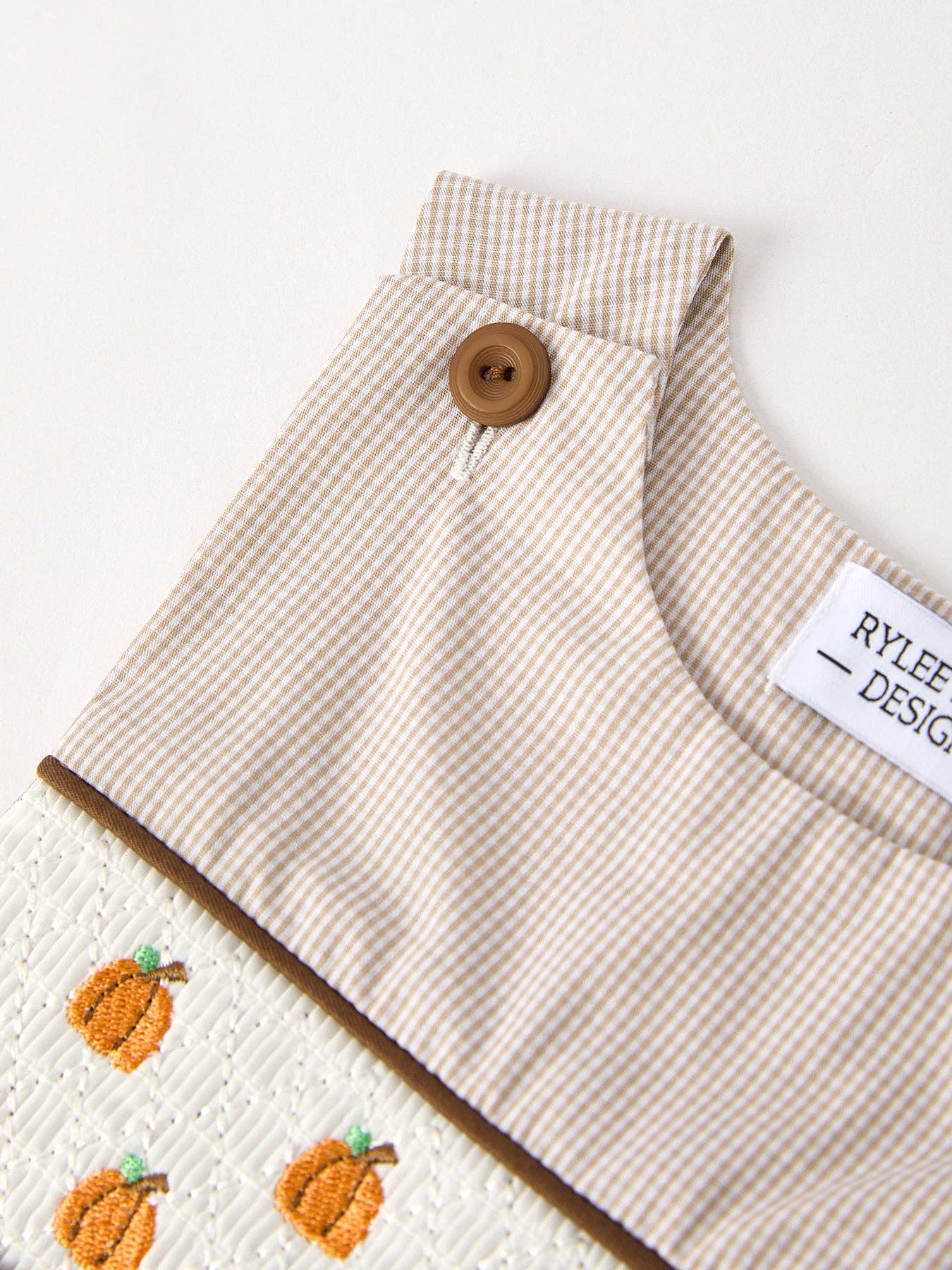 Fall Halloween & Thanksgiving  Pumpkin Smock Embroidered Boys Romper
