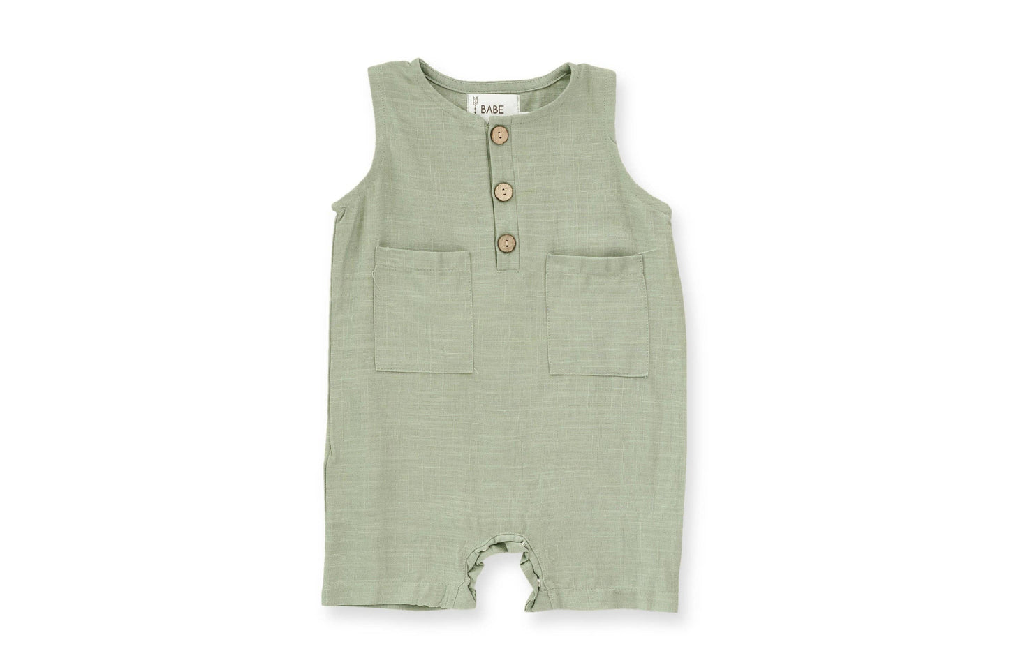 Green Crop Linen Romper