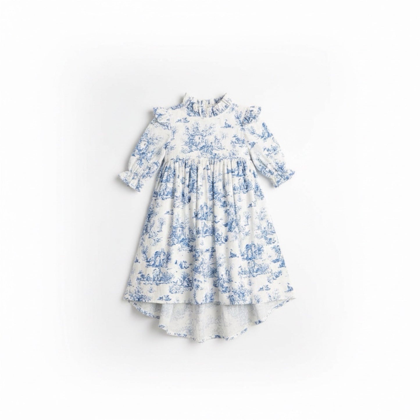 Aoki Dress-Blue Toile | Short Sleeve