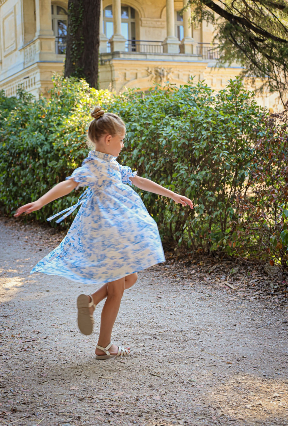 Aoki Dress-Blue Toile | Short Sleeve