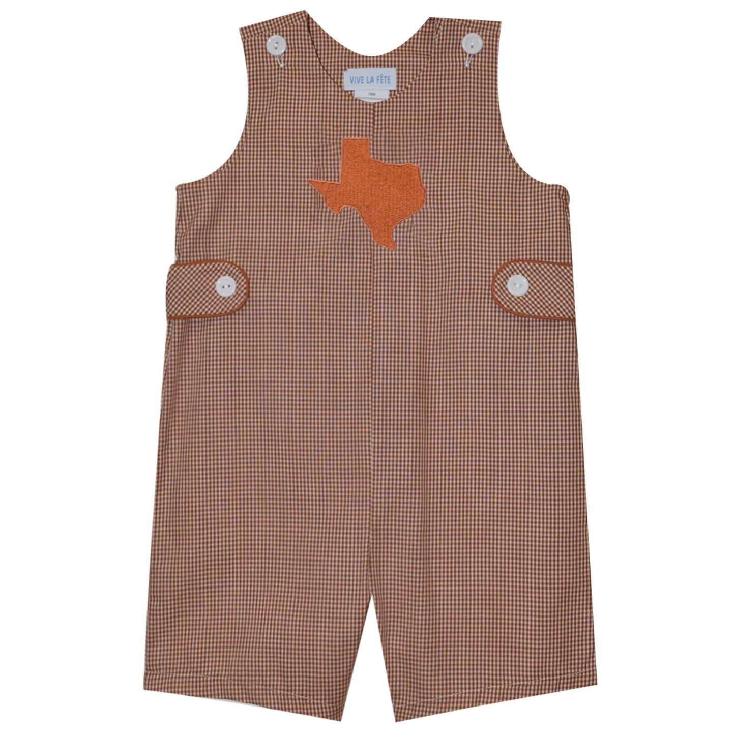 Baby Texas Gingham Jon Jon with Embroidered Texas Patch