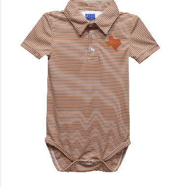 Texas Burnt Orange Polo Bodysuit Stripe