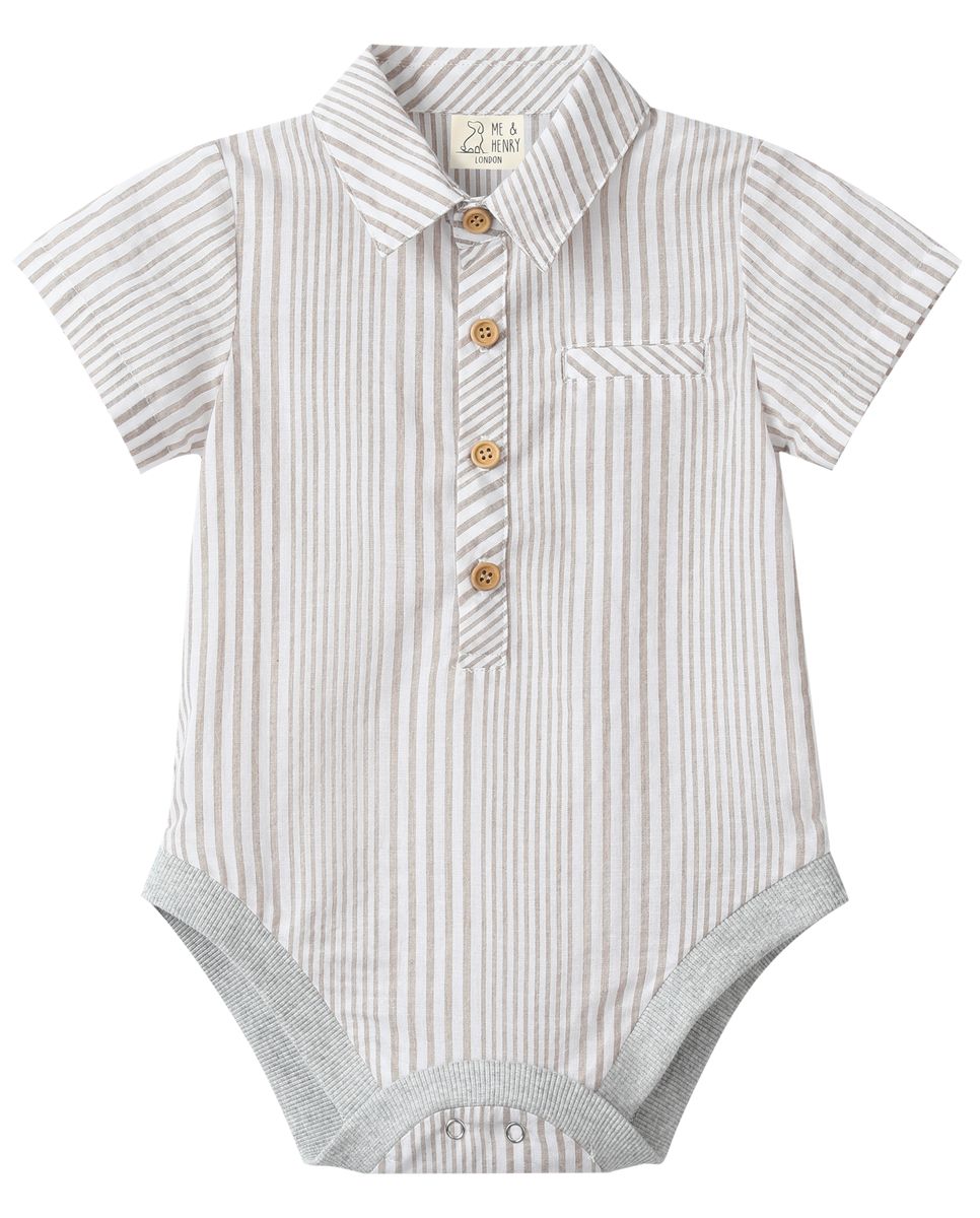 Cream/White Stripe Helford Woven Onesie