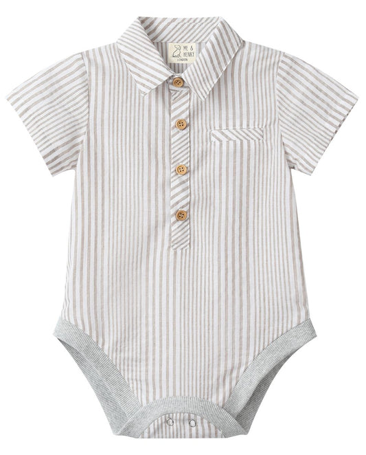 Cream/White Stripe Helford Woven Onesie