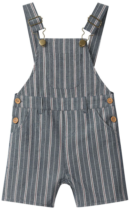 Galleon Chambray/Red Stripe Woven Overalls