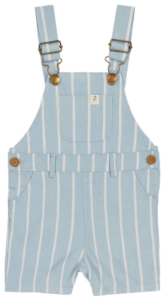 Galleon Pale Chambray Stripe Woven Overalls