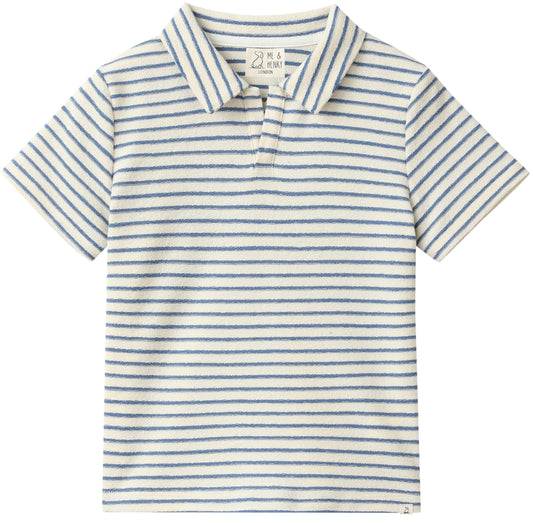 Striped polo shirt with collar on a white background