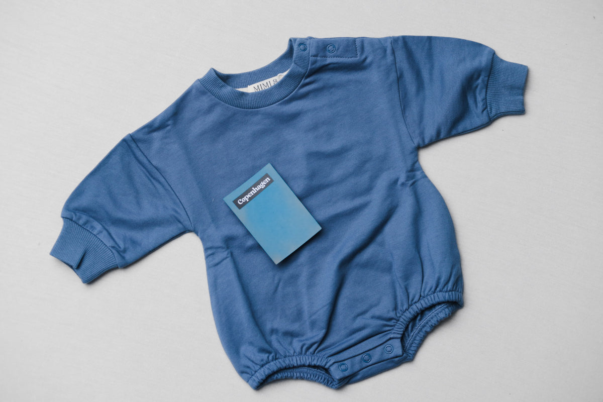 The Marley-Cornflower- long sleeve organic bubble romper