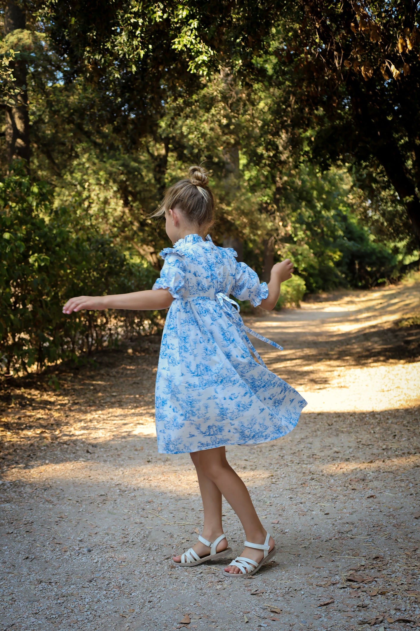 Aoki Dress-Blue Toile | Short Sleeve