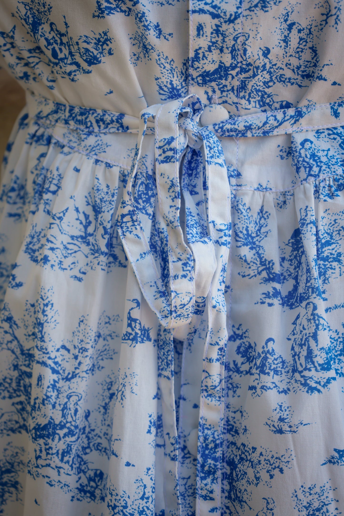 Aoki Dress-Blue Toile | Short Sleeve