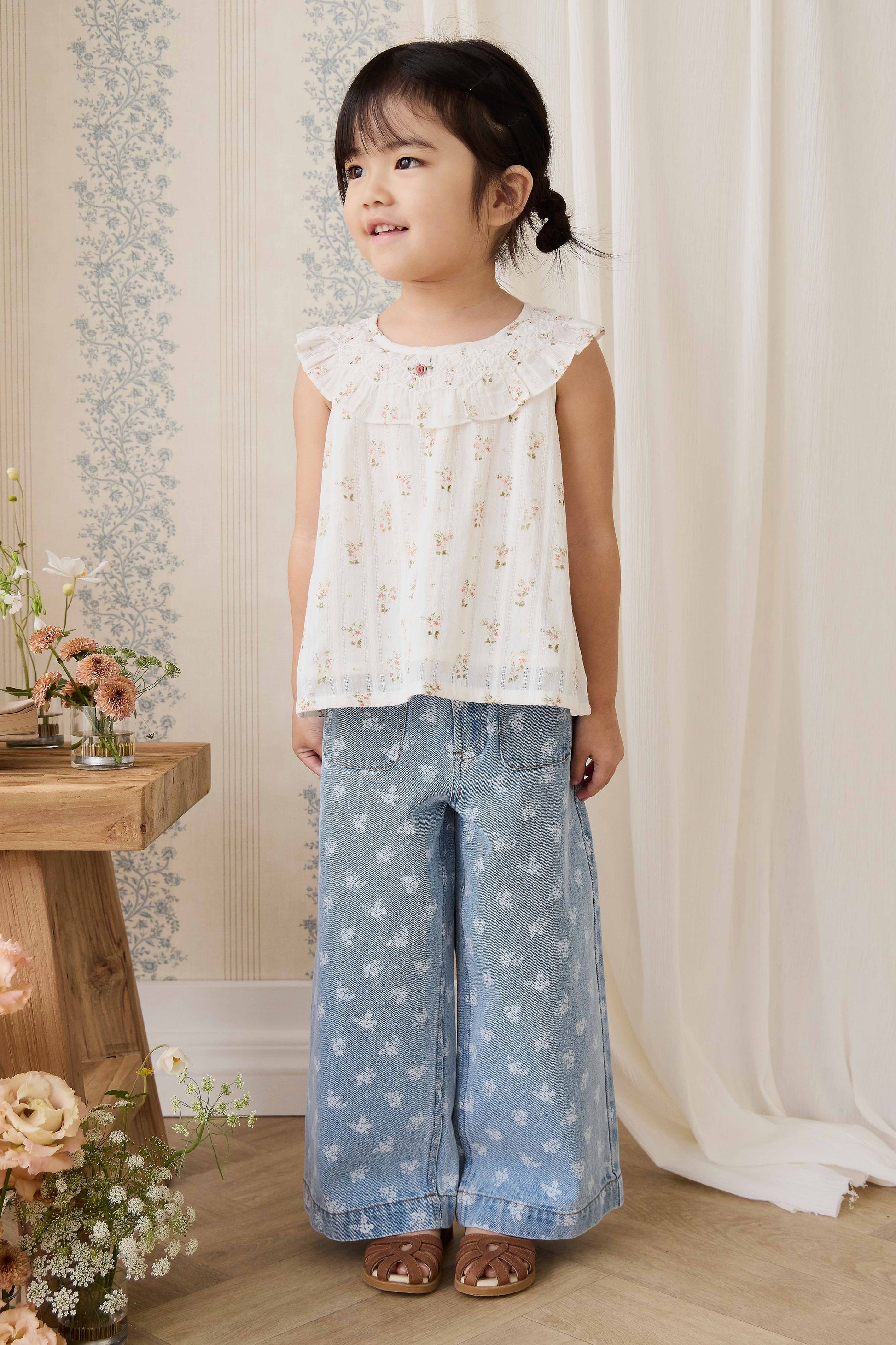 Theodora Pant - Tully Floral Denim by Jamie Kay