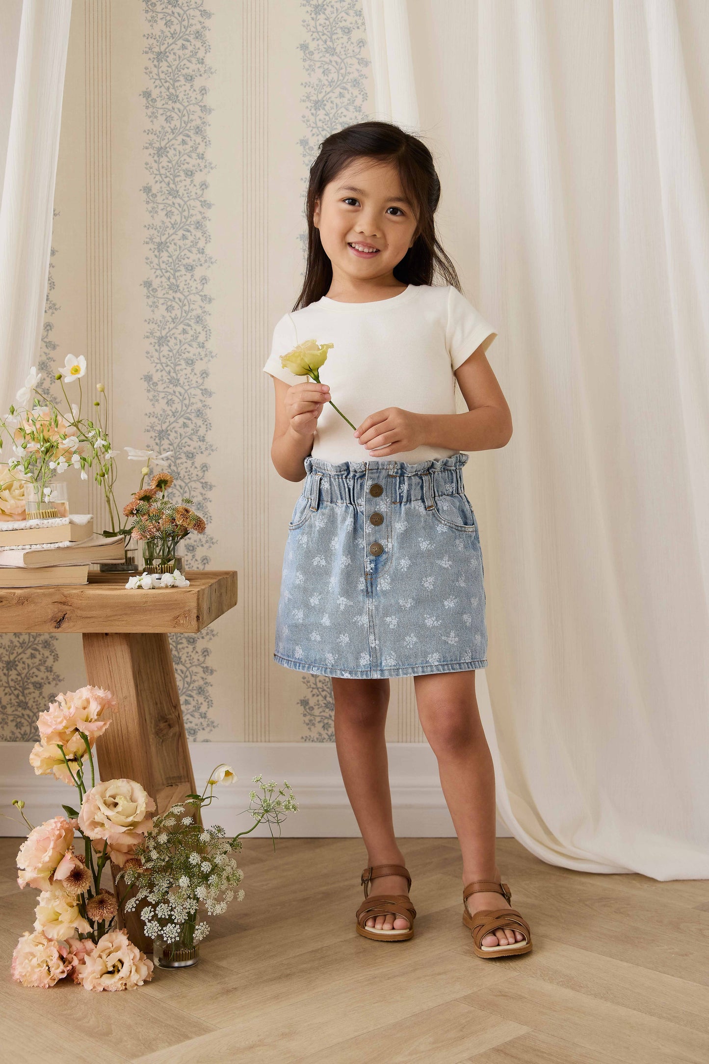 Brielle Skirt - Tully Floral Denim by Jamie Kay
