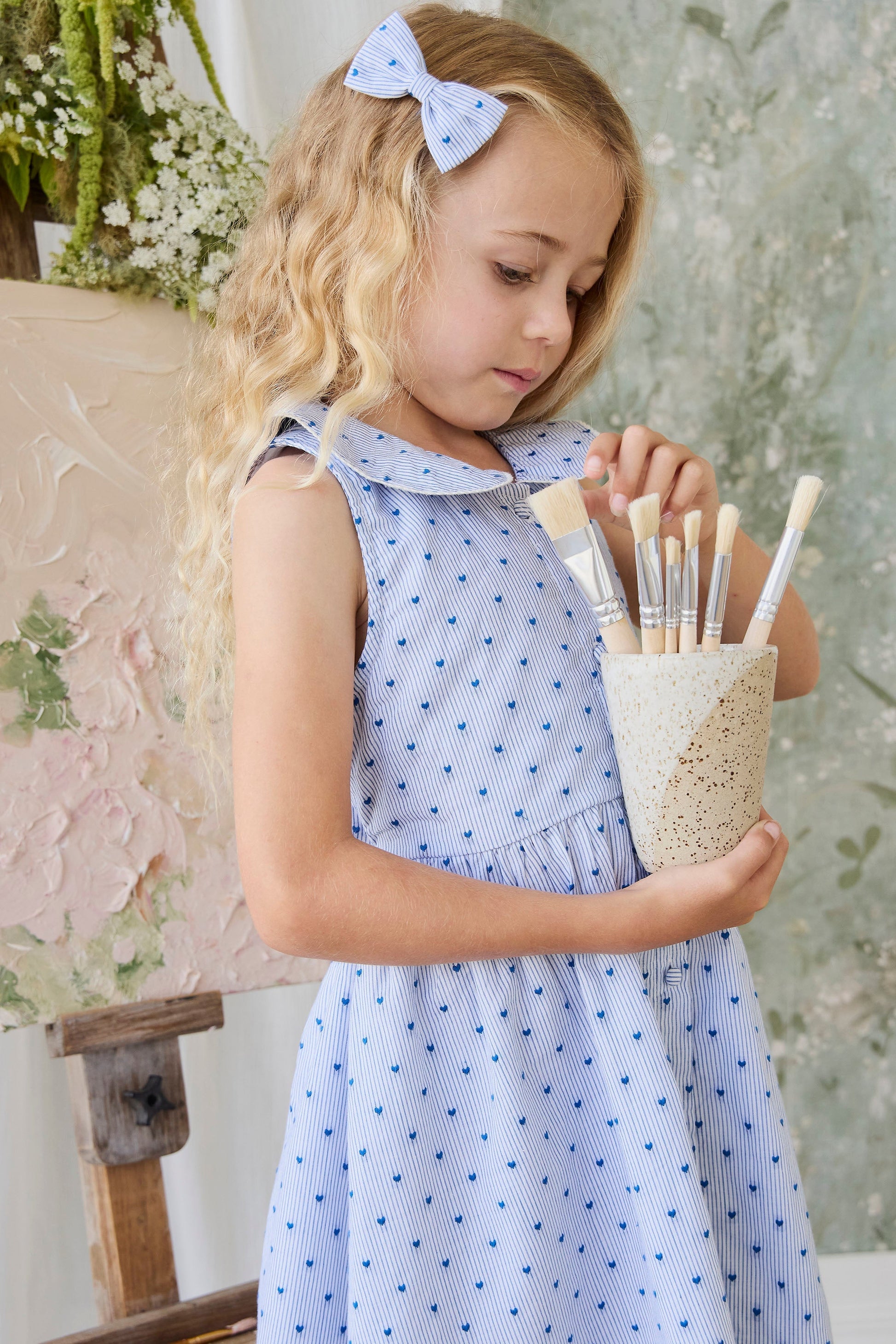 Organic Cotton Desiree Bow - Mon Amour Stripe Indigo by Jamie Kay