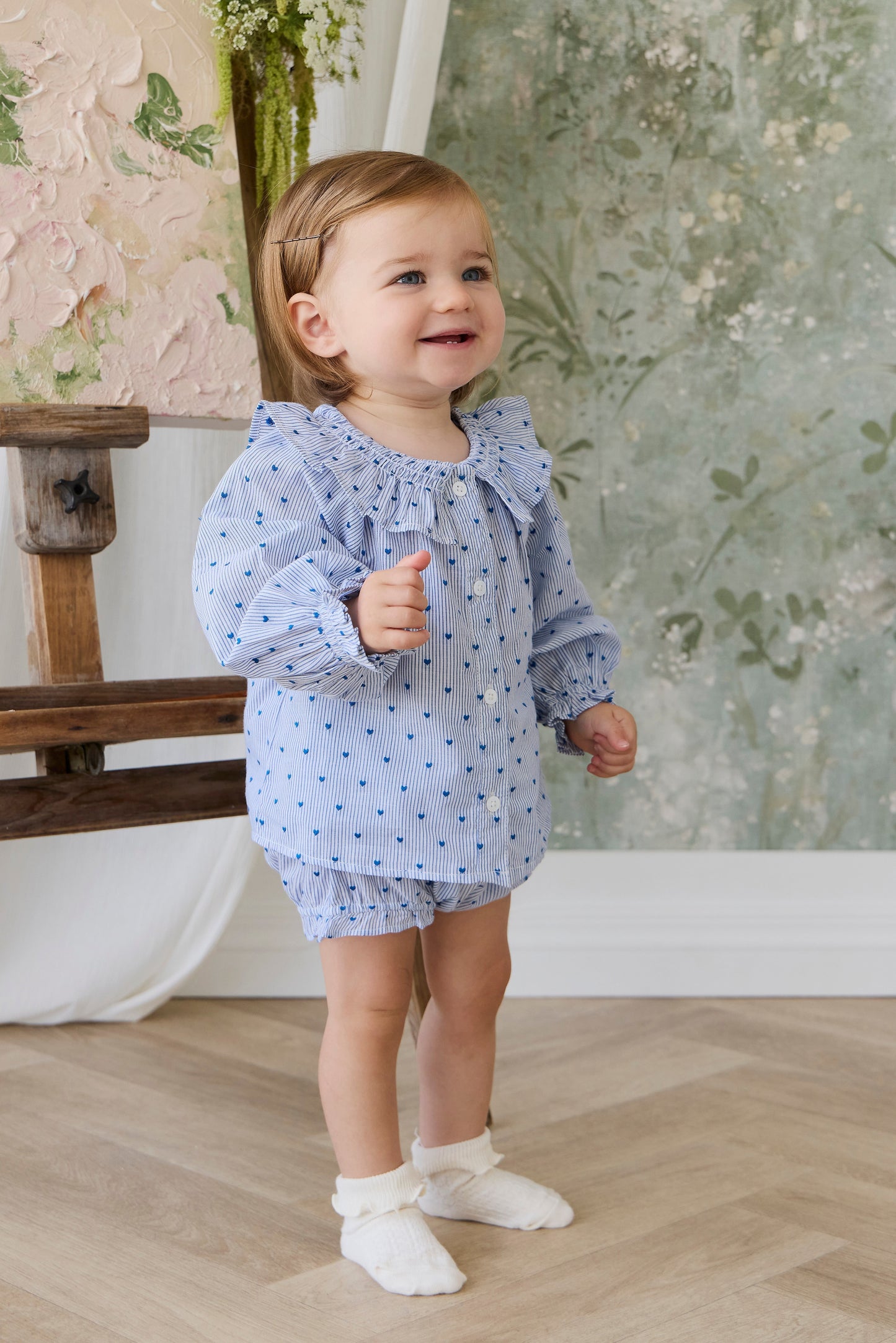Organic Cotton Bellamy Blouse - Mon Amour Stripe Indigo by Jamie Kay
