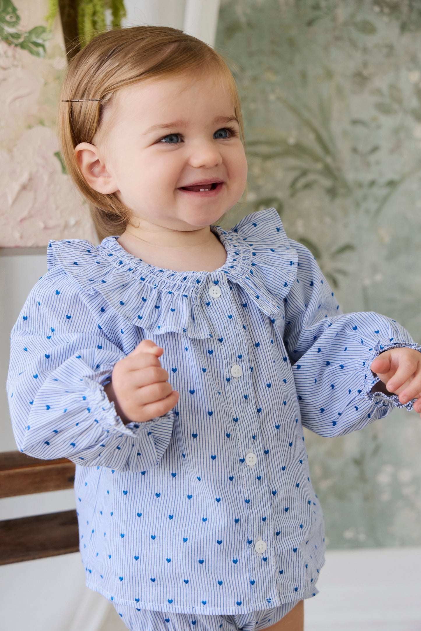 Organic Cotton Bellamy Blouse - Mon Amour Stripe Indigo by Jamie Kay
