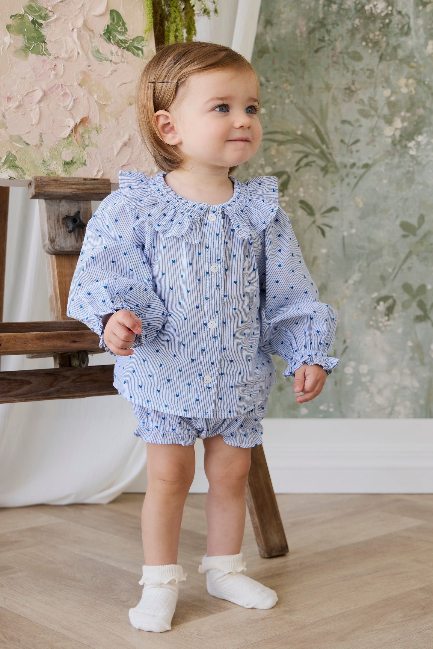 Organic Cotton Bellamy Blouse - Mon Amour Stripe Indigo by Jamie Kay