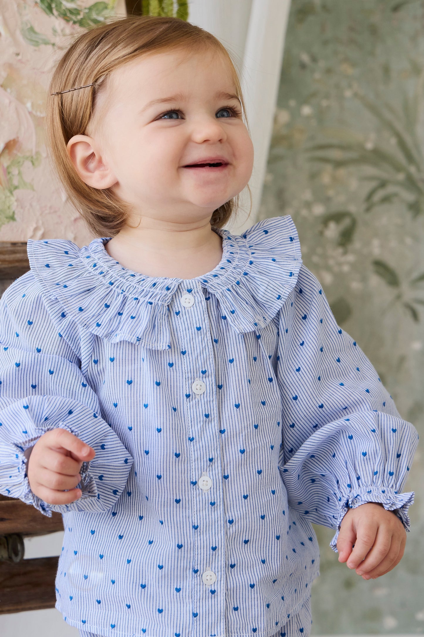 Organic Cotton Bellamy Blouse - Mon Amour Stripe Indigo by Jamie Kay