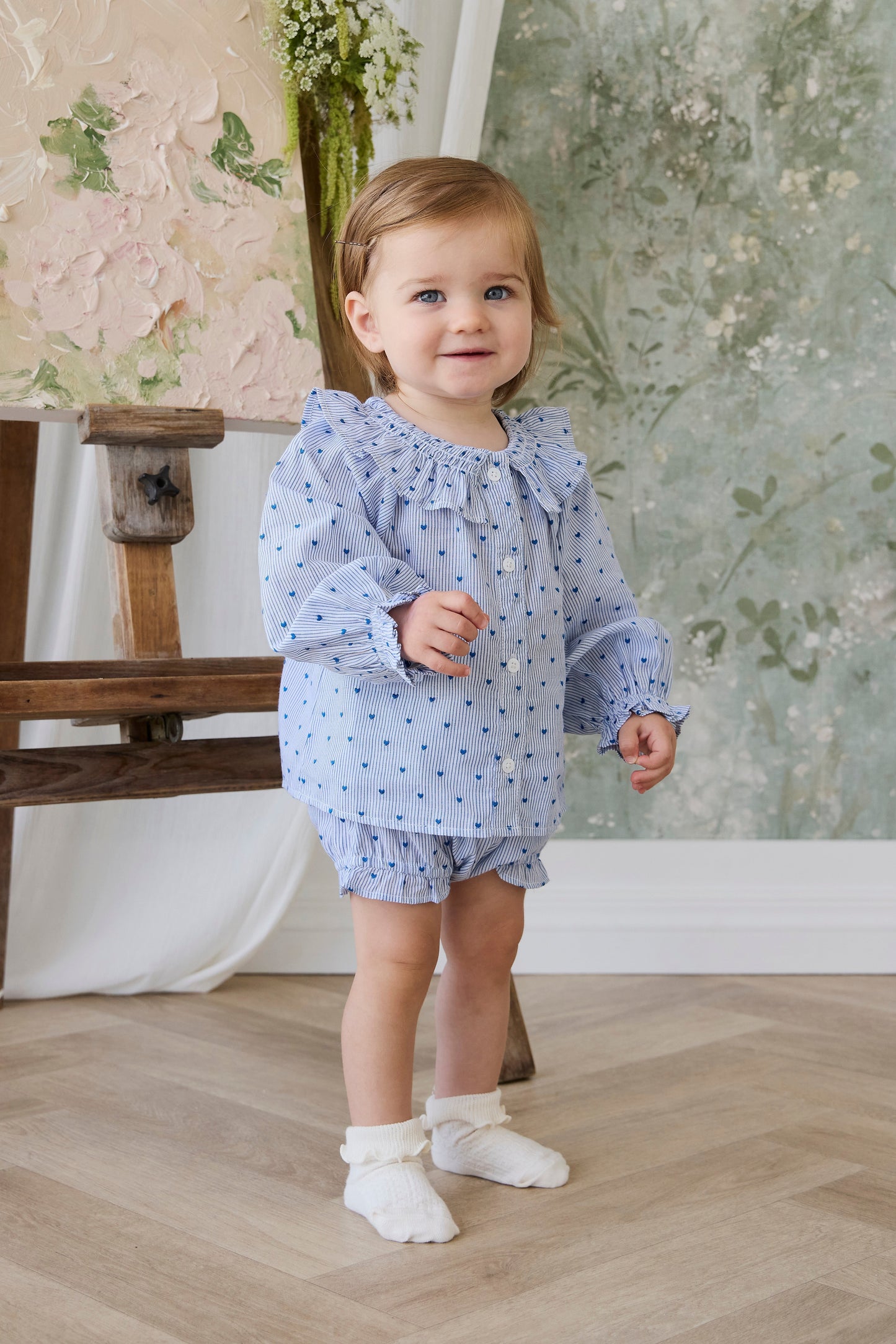 Organic Cotton Bellamy Blouse - Mon Amour Stripe Indigo by Jamie Kay