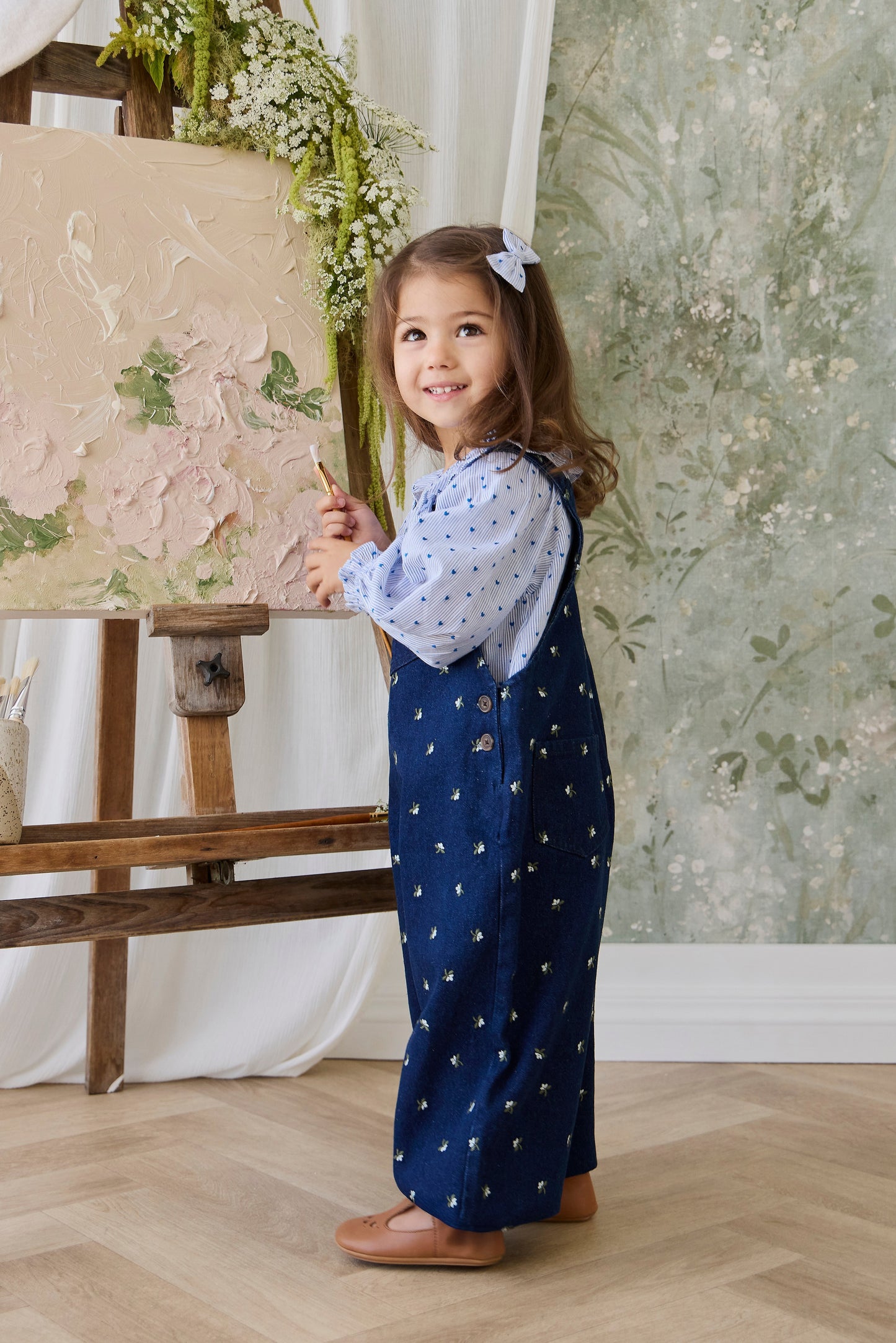 Organic Cotton Bellamy Blouse - Mon Amour Stripe Indigo by Jamie Kay