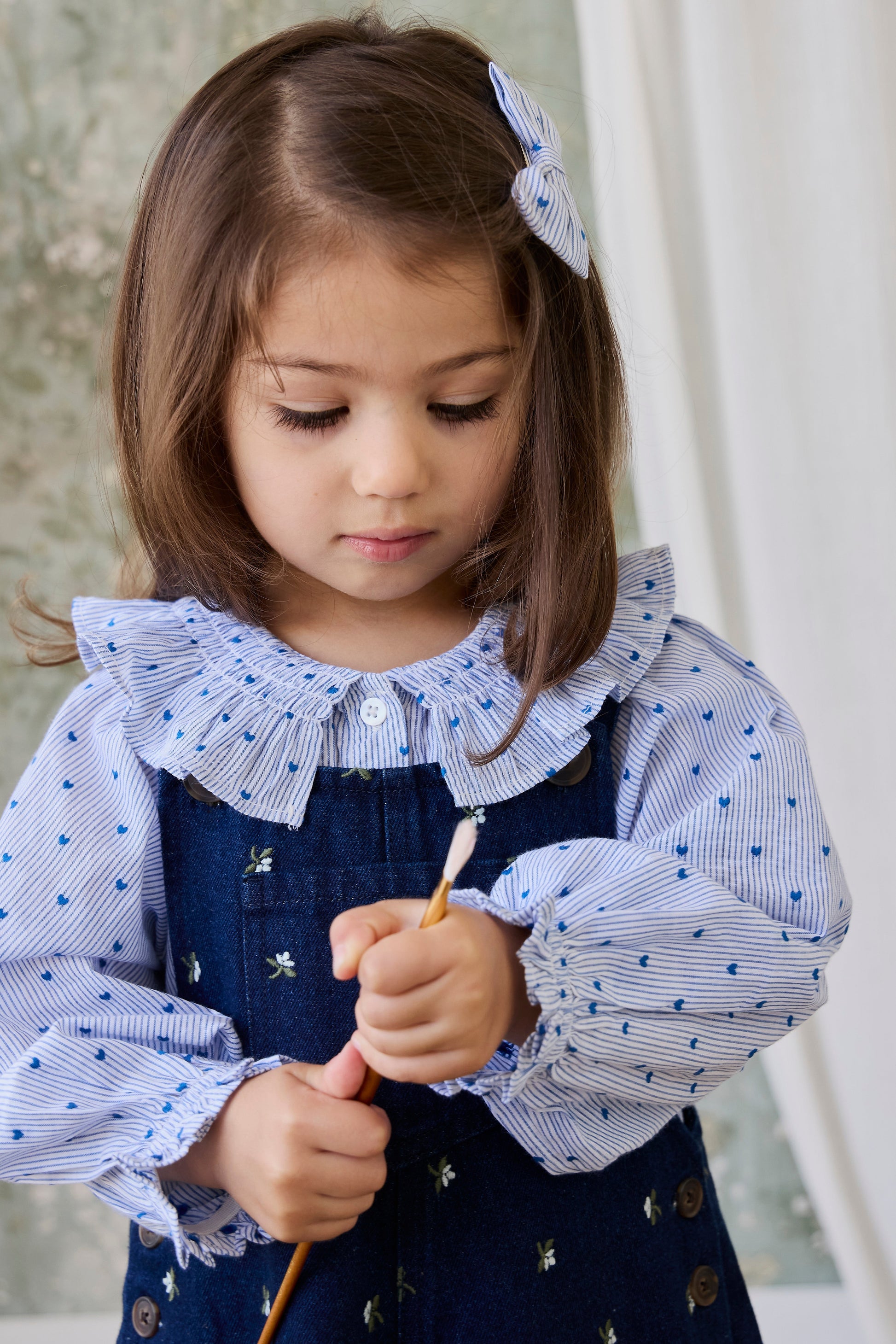 Organic Cotton Bellamy Blouse - Mon Amour Stripe Indigo by Jamie Kay