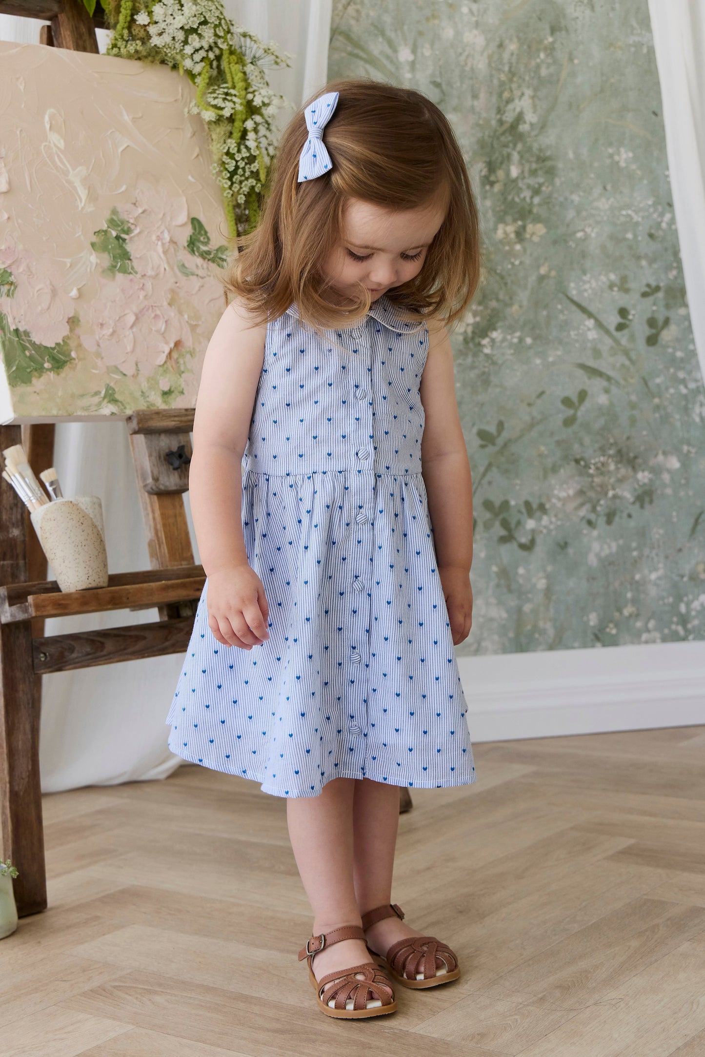 Organic Cotton Desiree Bow - Mon Amour Stripe Indigo by Jamie Kay